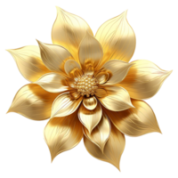 AI generated 3d golden flower isolated on transparent background png