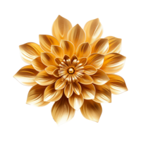 AI generated 3d golden flower isolated on transparent background png