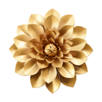 AI generated 3d golden flower isolated on transparent background png