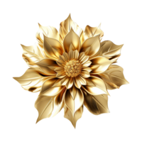 AI generated 3d golden flower isolated on transparent background png