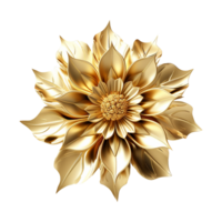 ai gegenereerd 3d gouden bloem geïsoleerd Aan transparant achtergrond PNG