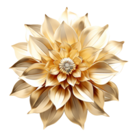 AI generated 3d golden flower isolated on transparent background png