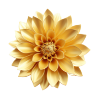 AI generated 3d golden flower isolated on transparent background png