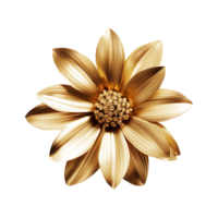 AI generated 3d golden flower isolated on transparent background png