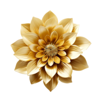 AI generated 3d golden flower isolated on transparent background png