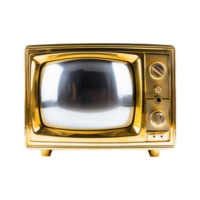 ai gegenereerd gouden televisie geïsoleerd Aan transparant achtergrond PNG