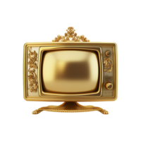 AI generated Golden television isolated on transparent background png