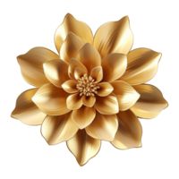 AI generated 3d golden flower isolated on transparent background png