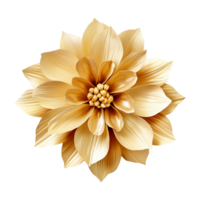 AI generated 3d golden flower isolated on transparent background png