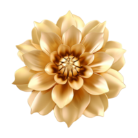 ai generiert 3d golden Blume isoliert auf transparent Hintergrund png