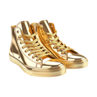 AI generated A gold shoe isolated on transparent background png