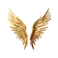 AI generated Golden wings ornament isolated on a transparent background png