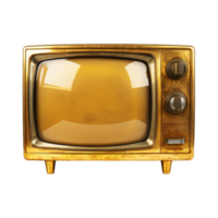 ai gegenereerd gouden televisie geïsoleerd Aan transparant achtergrond PNG