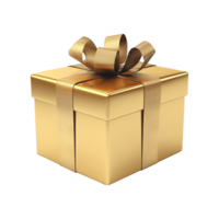 AI generated Golden gift box with bow isolated on transparent background png