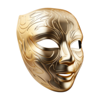 AI generated Golden face mask isolated on transparent background png