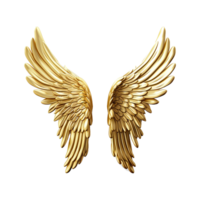 AI generated Golden wings ornament isolated on a transparent background png