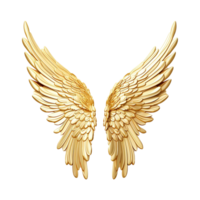 AI generated Golden wings ornament isolated on a transparent background png