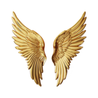 AI generated Golden wings ornament isolated on a transparent background png