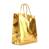 AI generated Gold gift bag isolated on transparent background png