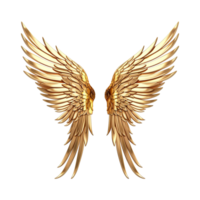 AI generated Golden wings ornament isolated on a transparent background png