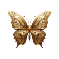 AI generated Golden butterfly isolated on transparent background png