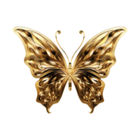 ai generado dorado mariposa aislado en transparente antecedentes png