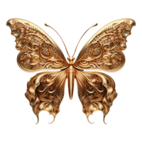 AI generated Golden butterfly isolated on transparent background png