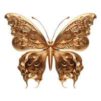 ai generado dorado mariposa aislado en transparente antecedentes png