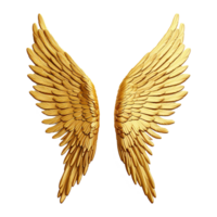 AI generated Golden wings ornament isolated on a transparent background png