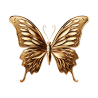 ai generiert golden Schmetterling isoliert auf transparent Hintergrund png