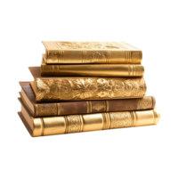 AI generated Golden book stack isolated on transparent background png