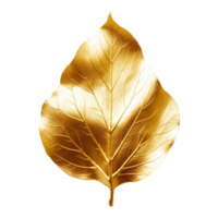 AI generated Golden leaf isolated on a transparent background png