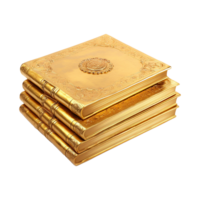 AI generated Golden book stack isolated on transparent background png
