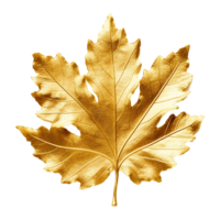 AI generated Golden leaf isolated on a transparent background png