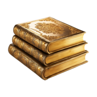 AI generated Golden book stack isolated on transparent background png