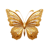 ai generiert golden Schmetterling isoliert auf transparent Hintergrund png