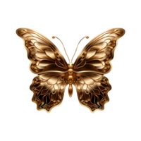 AI generated Golden butterfly isolated on transparent background png