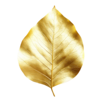 AI generated Golden leaf isolated on a transparent background png