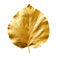 AI generated Golden leaf isolated on a transparent background png