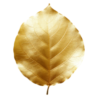 AI generated Golden leaf isolated on a transparent background png