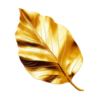 AI generated Golden leaf isolated on a transparent background png