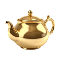 AI generated Golden teapot isolated on transparent background png