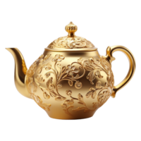 AI generated Golden teapot isolated on transparent background png