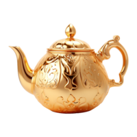 AI generated Golden teapot isolated on transparent background png