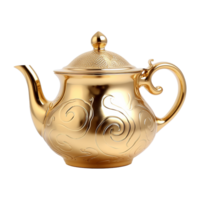 AI generated Golden teapot isolated on transparent background png