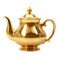 AI generated Golden teapot isolated on transparent background png