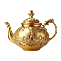 AI generated Golden teapot isolated on transparent background png