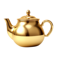 AI generated Golden teapot isolated on transparent background png