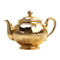 AI generated Golden teapot isolated on transparent background png