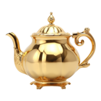 AI generated Golden teapot isolated on transparent background png